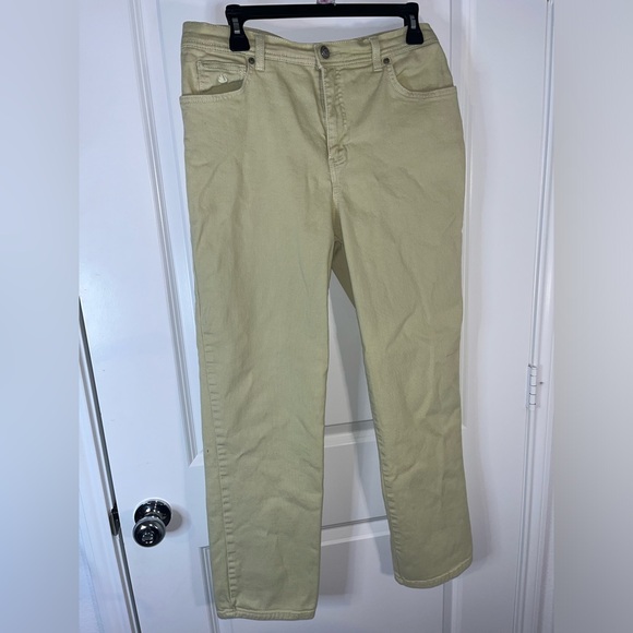 Gloria Vanderbilt Cotton Spandex Amanda Yellow Splashy Logo Pockets Pants Sz 12 - Picture 5 of 15